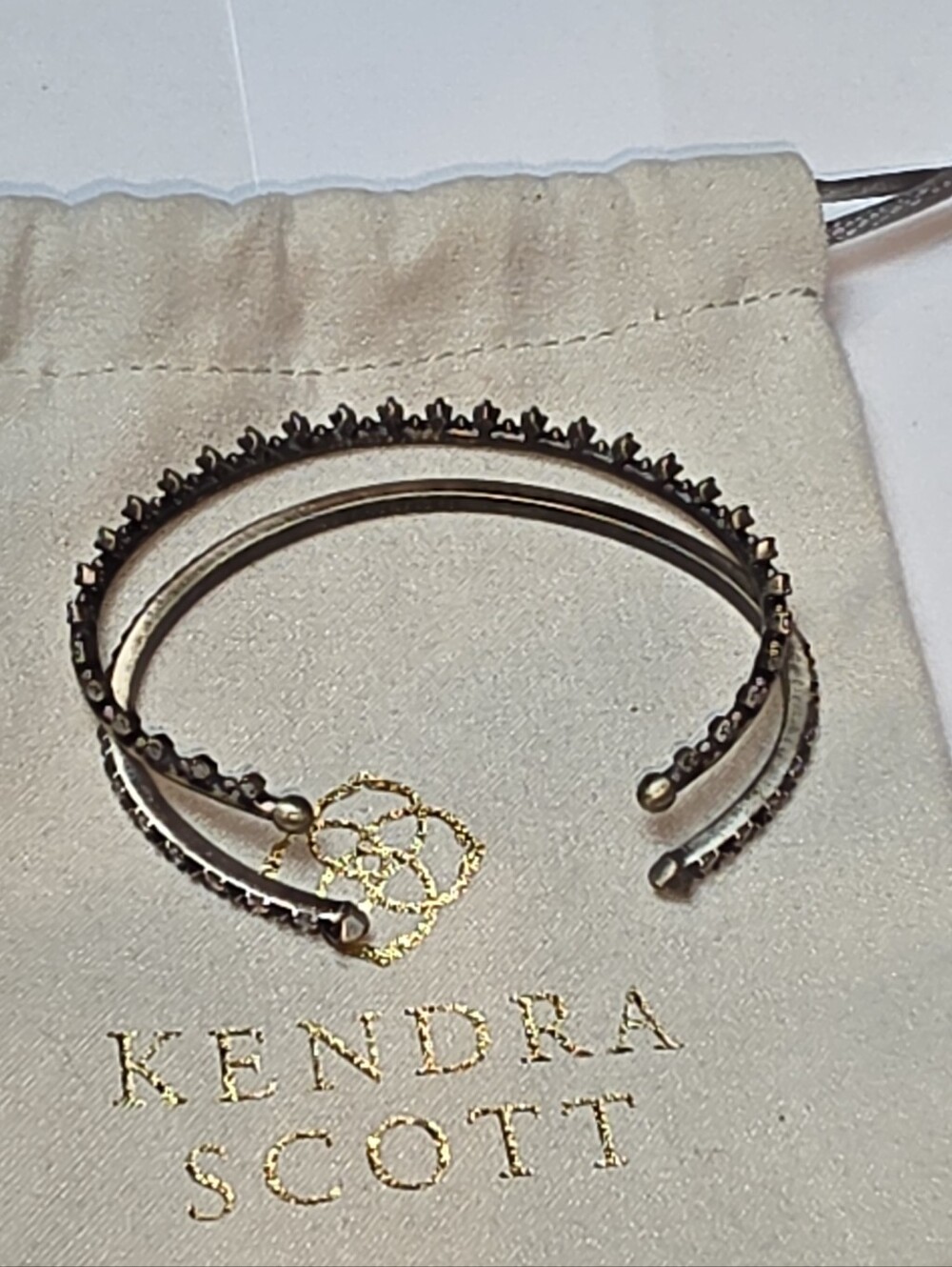 Kendra Scott Gunmetal Antique‎ Silver Pavé Bangle Bracelet Lot Bundle
